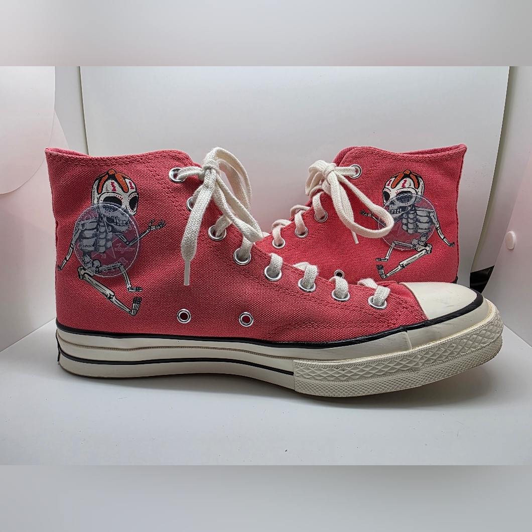 Pink High-Top Sneakers With Skeleton Design